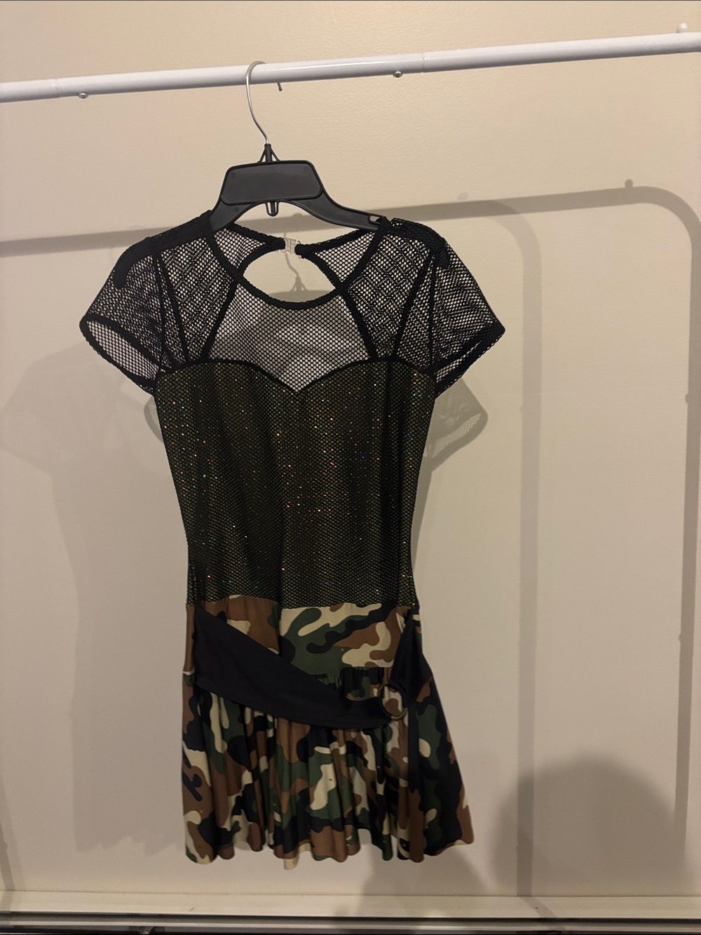Wish Black Mesh & Camo Mini Dress